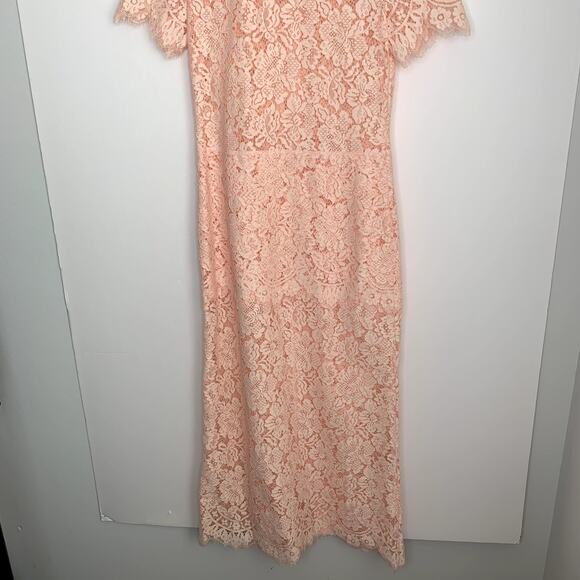 Ganni Duval Corded Lace Pink Midi Dress Womens EU 38 US 6/8 - Picture 11 of 16